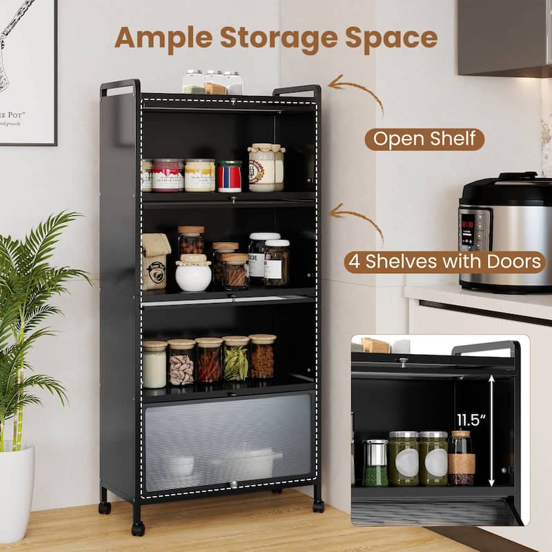 Costway 4-Tier Storage Cabinet with Door Freestanding Bathroom Cabinet - See Details