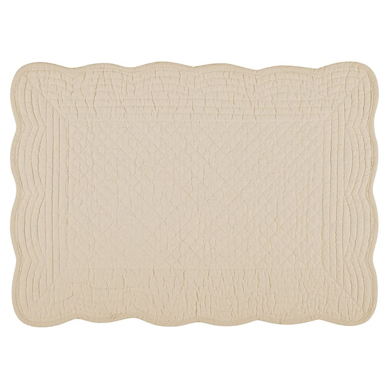 Boutis Quilted Placemat - Set of 4 - Flax - 14" x 20"