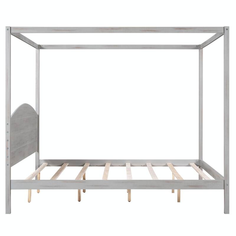 King Size Canopy Bed with Headboard and Support Legs
