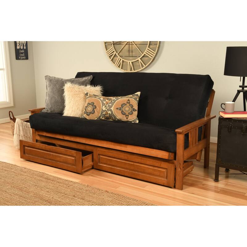 Porch & Den Kern Full-size Storage Futon Set with Suede Mattress