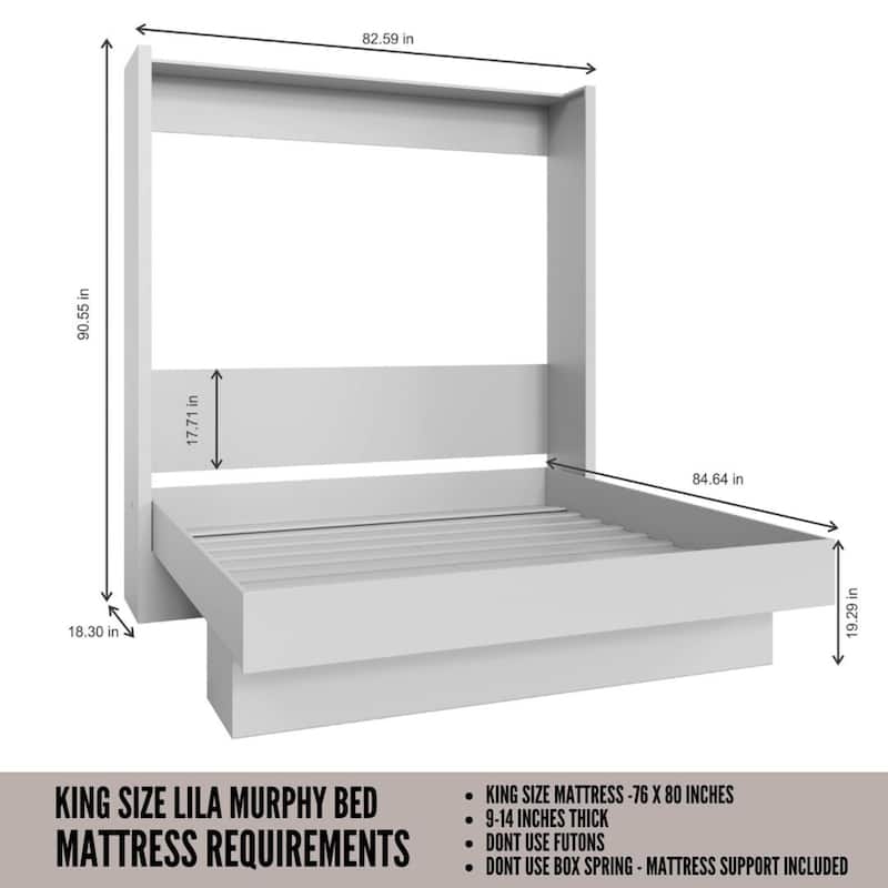 Easy-Lift King Murphy Wall Bed with Shelf