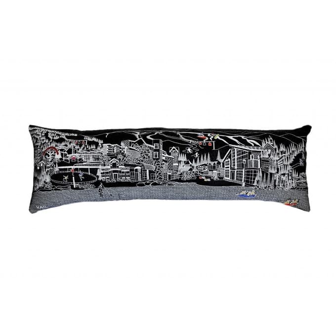 HomeRoots 46" Black Vail Nighttime Skyline Lumbar Decorative Pillow