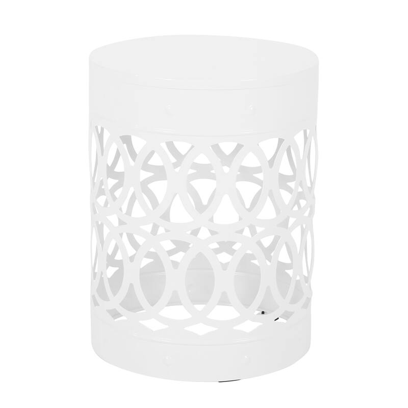 Metal End Table Outdoor Lace Cut Iron Side Table by Christopher Knight Home