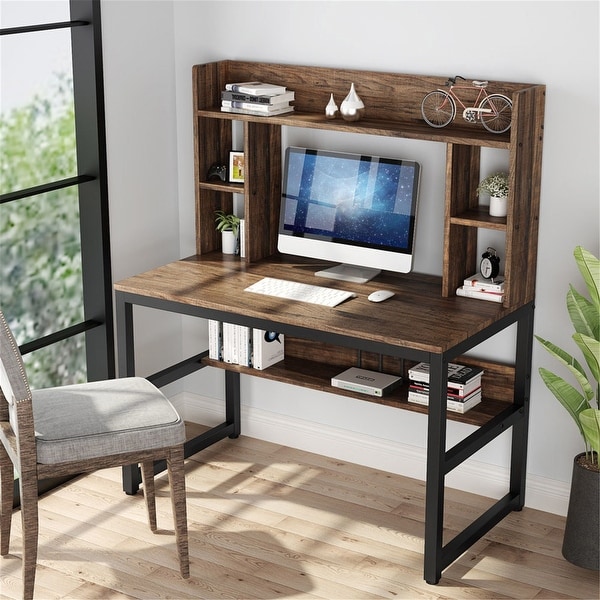 47 Inch Computer Office Desk with Hutch & Storage - Overstock - 33255511