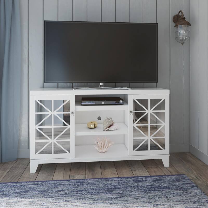 TV Stand for TVs up to 65" with Mirrored Doors - 59.5 " W x 15.5 " D x 34.0 " H
