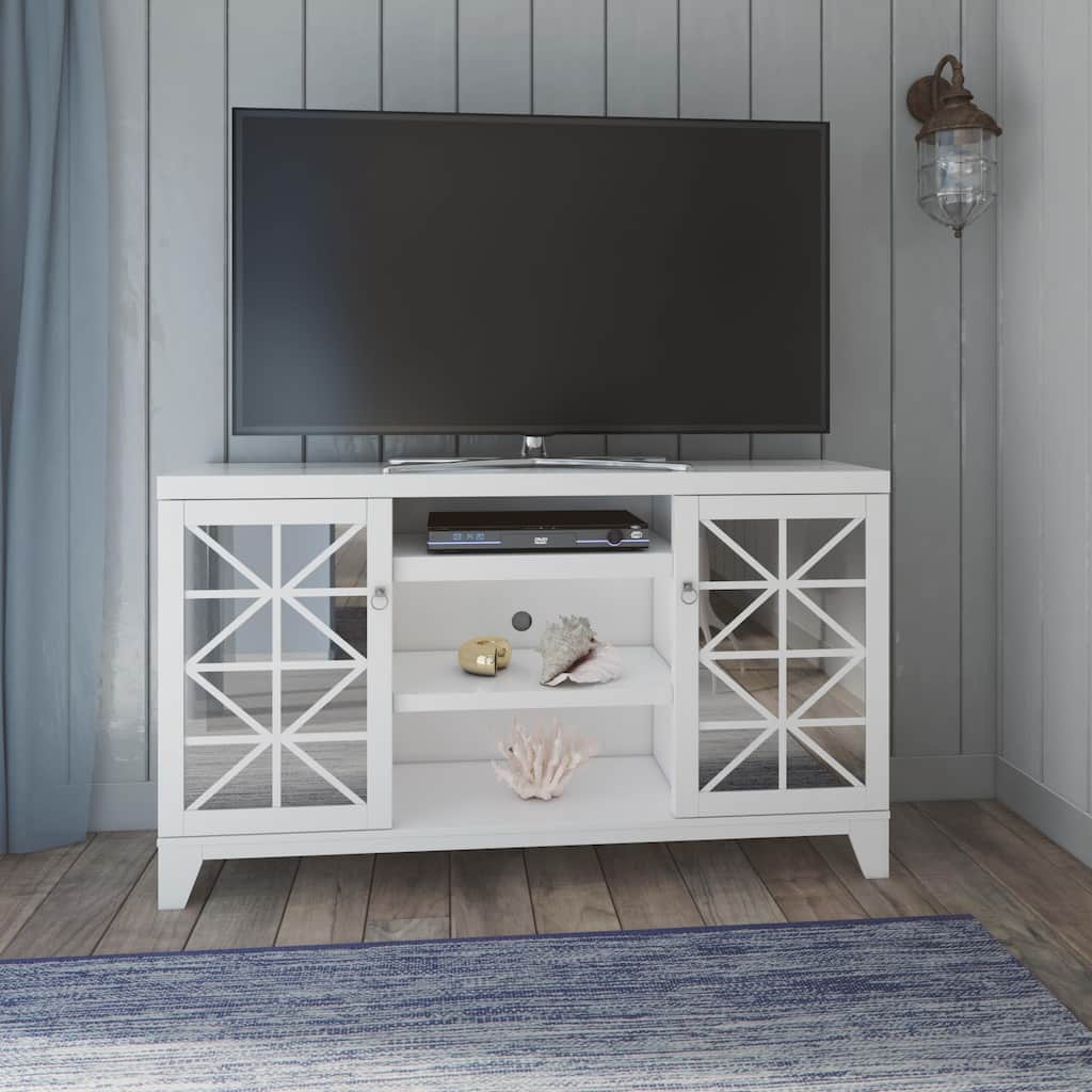 TV Stand for TVs up to 65" with Mirrored Doors - 59.5 " W x 15.5 " D x 34.0 " H