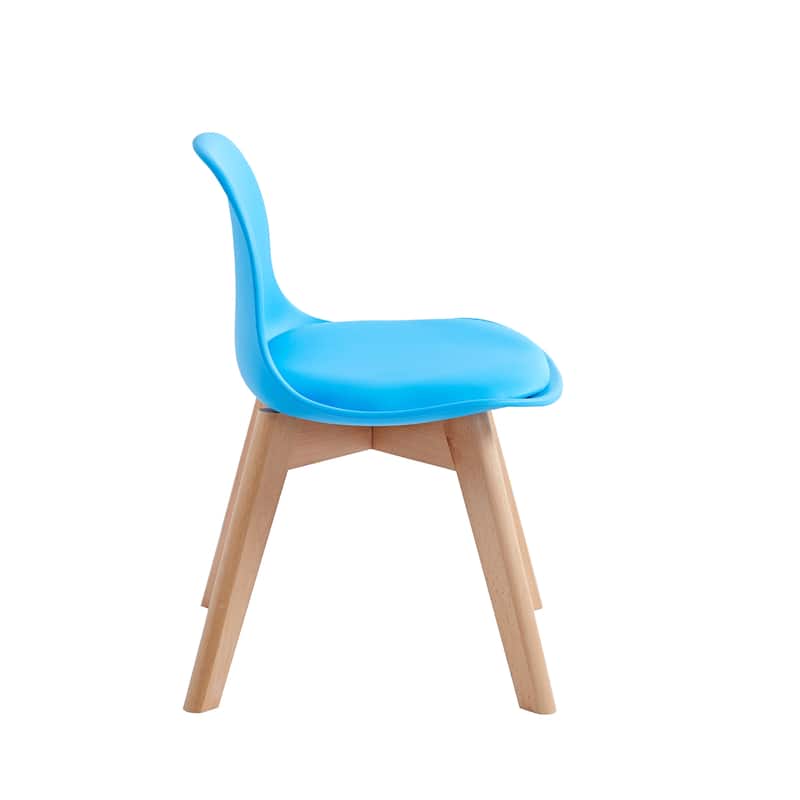Porthos Home Brynn Kids Chair, Plastic Shell With Seat Cushion, Beech Wood Legs
