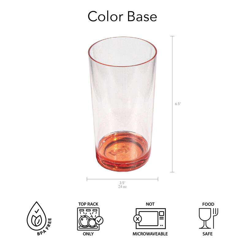 Abode Homewares Color Base Acrylic Drinking Glass - 24 oz - Set of 6