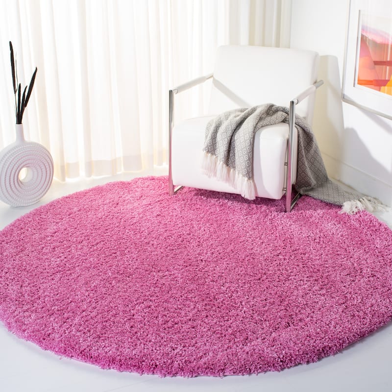 SAFAVIEH California Premium Shag Izat 2-inch Thick Area Rug - 6'7" Round - Pink