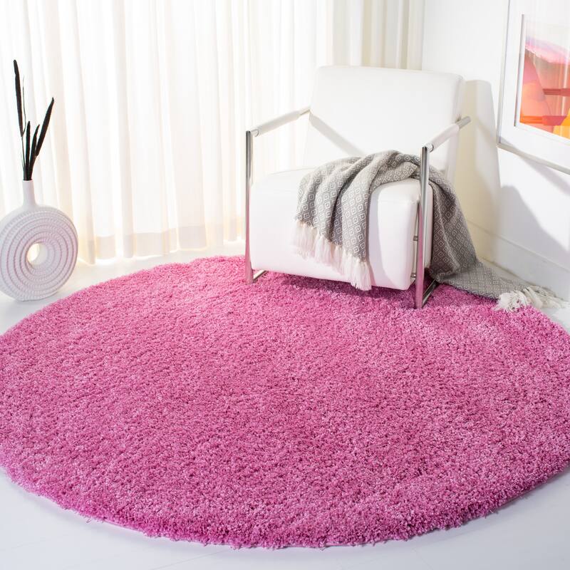 SAFAVIEH California Shag Izat 2-inch Thick Area Rug - 6'7" x 6'7" Round - Pink