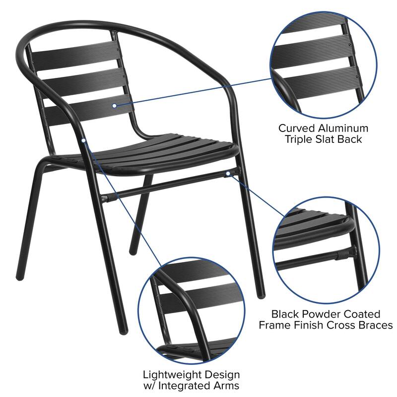 7 Piece Patio Dining Set - Glass Table, 6 Flex Stack Chairs