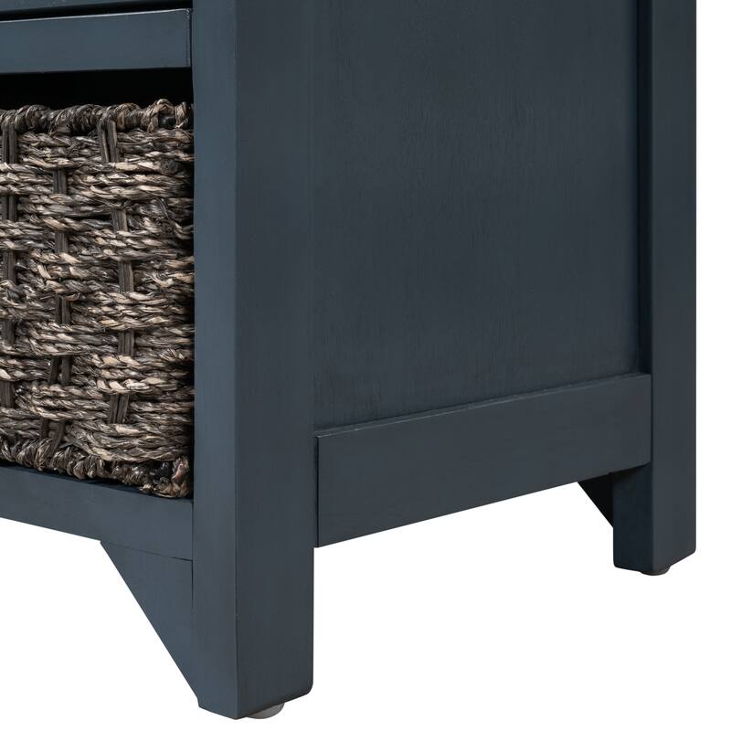 Storage Bench with Removable Basket Cushion and 2 Drawers