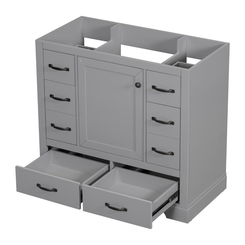 Freestanding Green Bathroom Cabinet Base - Ample Storage, Multi-Functional Drawers, Sink Not Included - 35.5in L