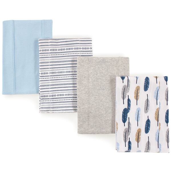 slide 1 of 1, Touched by Nature Baby Boy Organic Cotton Burp Cloths 4pk, Boy Feathers, One Size - Boy Feathers - One Size One Size - Boy Feathers