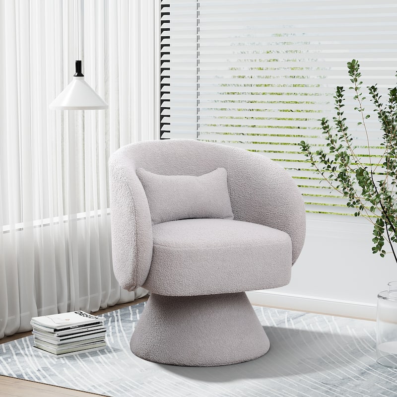Ouyessir Teddy Sherpa Upholstered Swivel Cuddle Barrel Sofa Chairs On