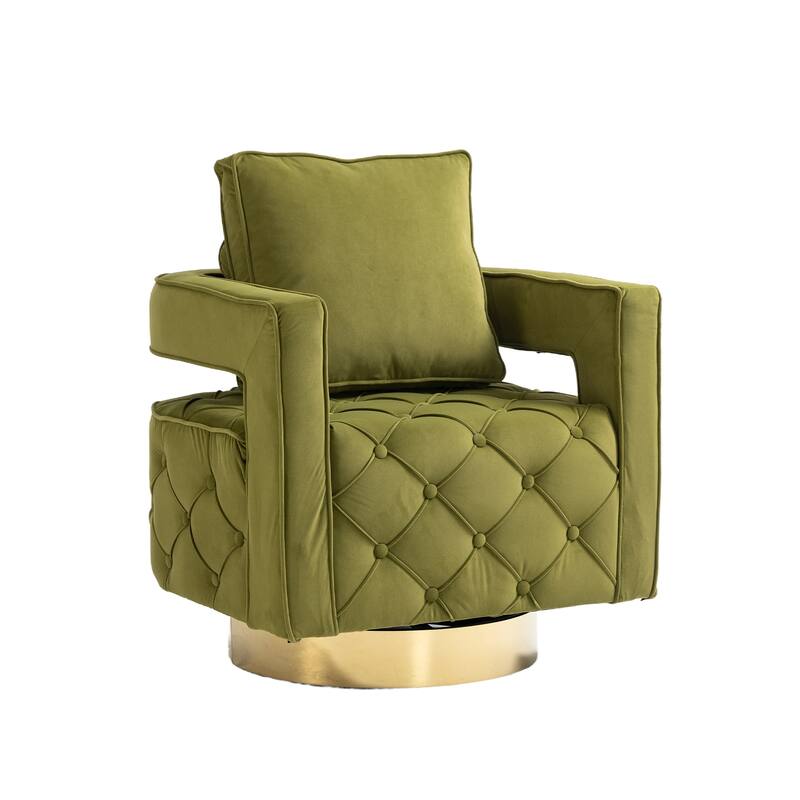 Mid Century 360° Swivel Tufted Accent Armchairs with Velvet Upholstered