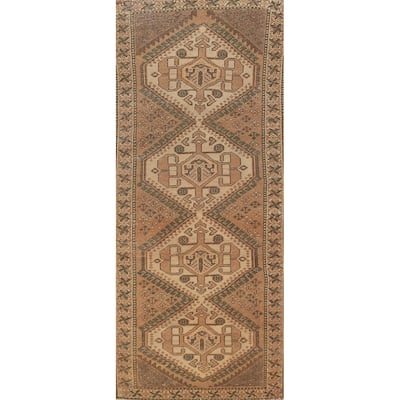 Geometric Bakhtiari Persian Runner Rug Handmade Wool Carpet - 3'4"x 9'6"