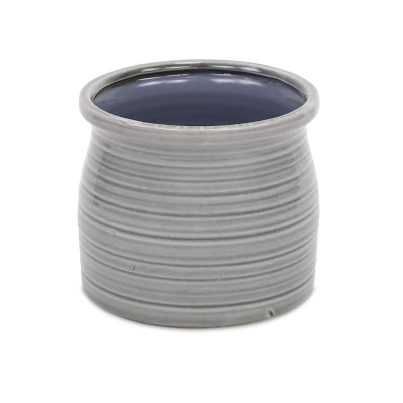 Celadon Gray Ceramic Curved Planter