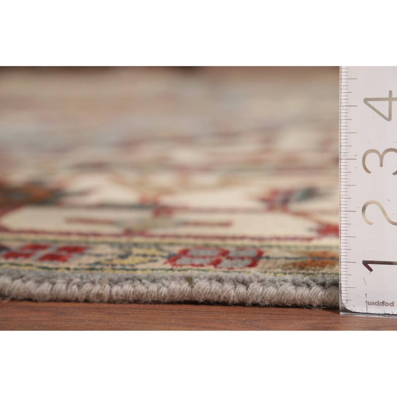 Heriz Serapi Indian Area Rug Handmade Grey Wool Carpet - 8'11" x 11'9"