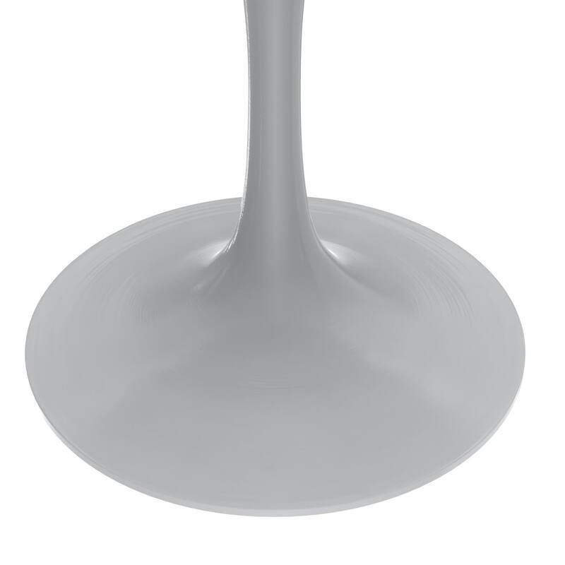LeisureMod Verve 48" Round Dining Table with Stone TableTop and White Steel Base for Kitchen & Dining Room