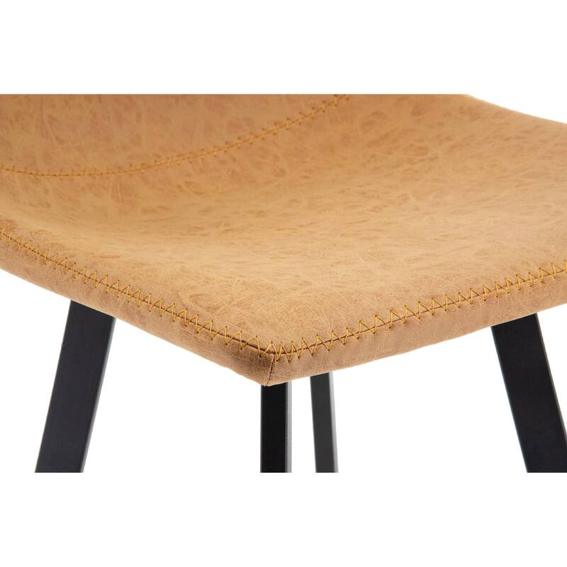 Elland 5-Piece Bar-Height Dining Set with Round MDF Bar Table and Upholstered Leather Bar Stools