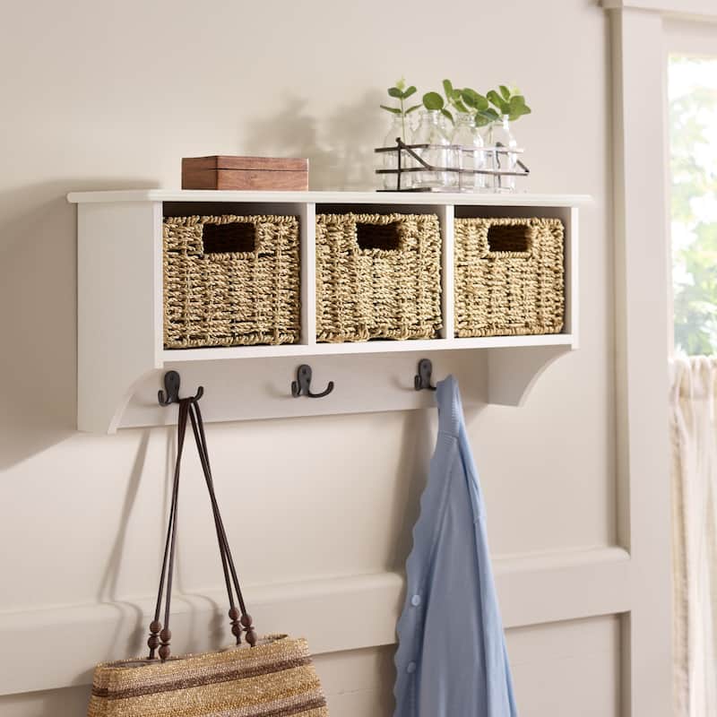 SAFAVIEH Jemina Black Hanging 3-Basket Wall Rack - 28" x 7.8" x 12" - 28"W x 8"D x 12"H - Ivory