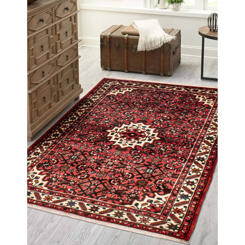 ECARPETGALLERY Hand-knotted Andelz Red Wool Rug - 3'7 x 4'11