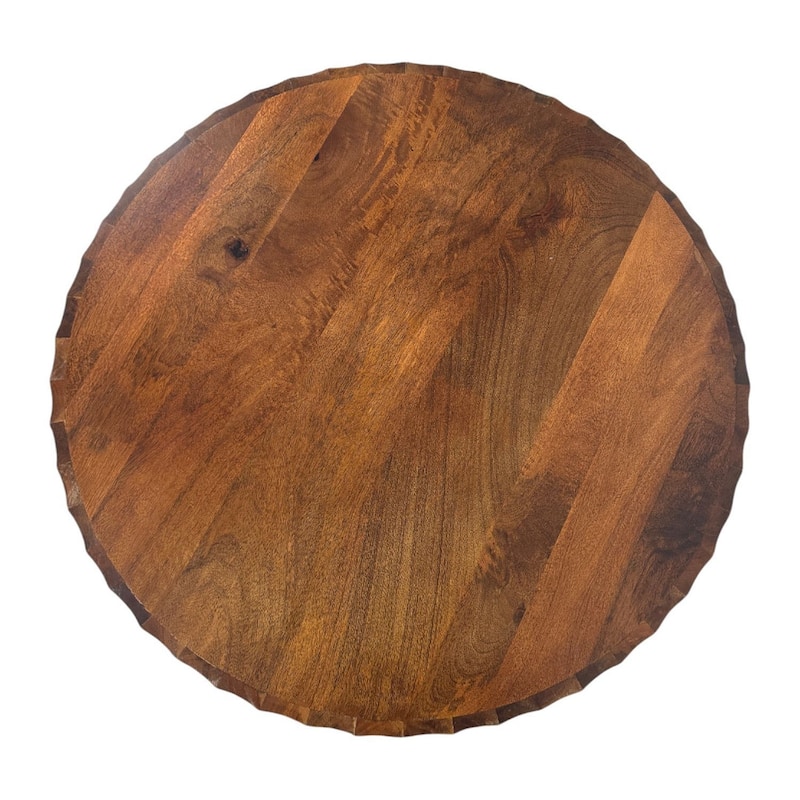 Harrison Groove Coffee Table - Elegant Round Solid Wood Top Side Table