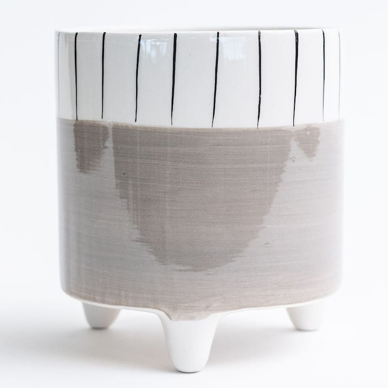 Gray And White Footed Planter