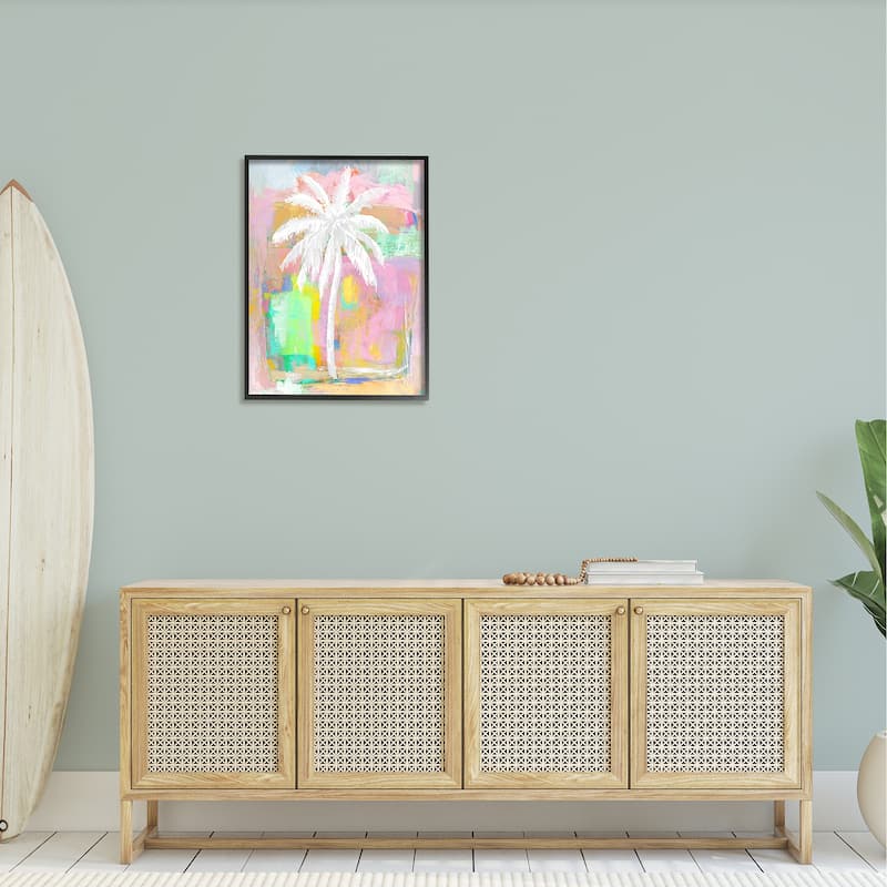 Stupell Pastel Palm Tree Tropical Layered Brush Strokes Framed Wall Art, Design by Kristen Dew