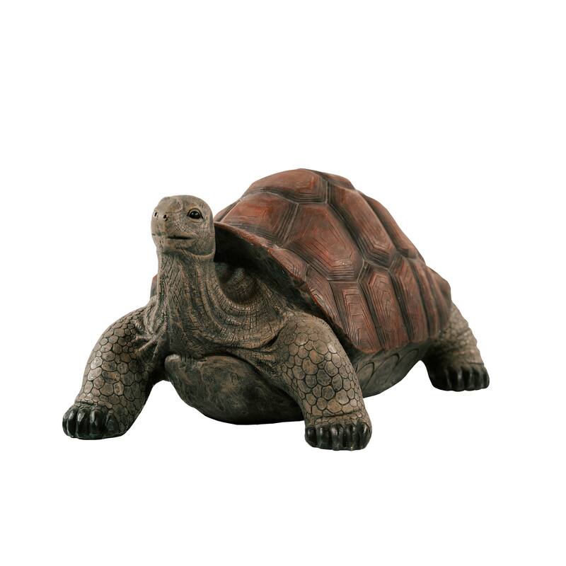 XBrand Brown and Black Concrete/MgO Walking Turtle Statue, Indoor or Outdoor Décor, Garden Décor, Turtle Statuary