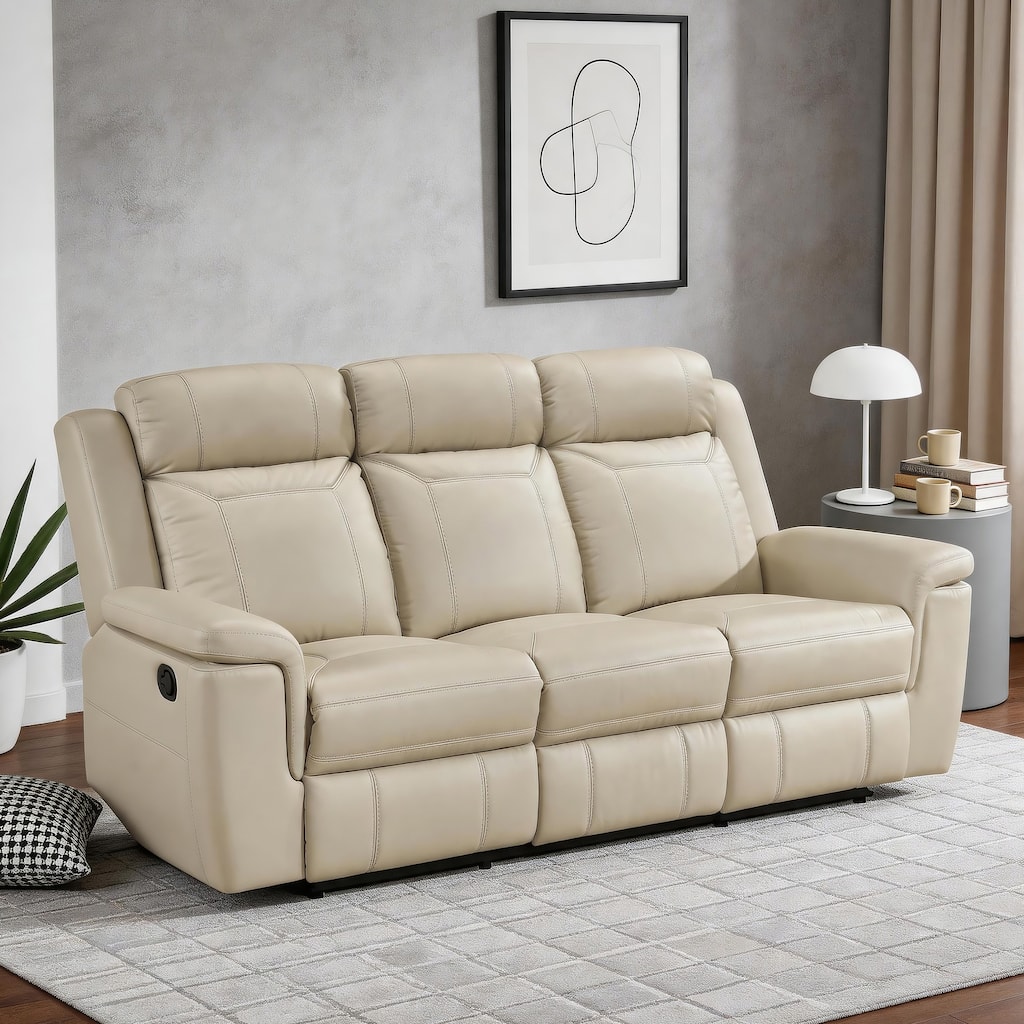 Zaria 85" Top Grain Leather Manual Double Reclining Sofa