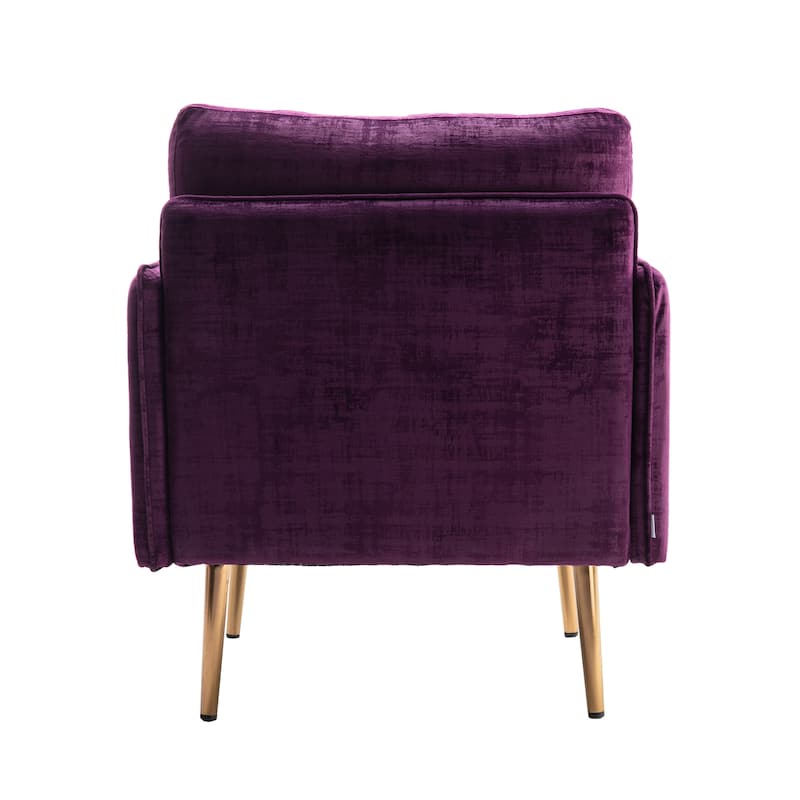 Velvet Upholstered Tufted Accent Chair With Rose Golden feet