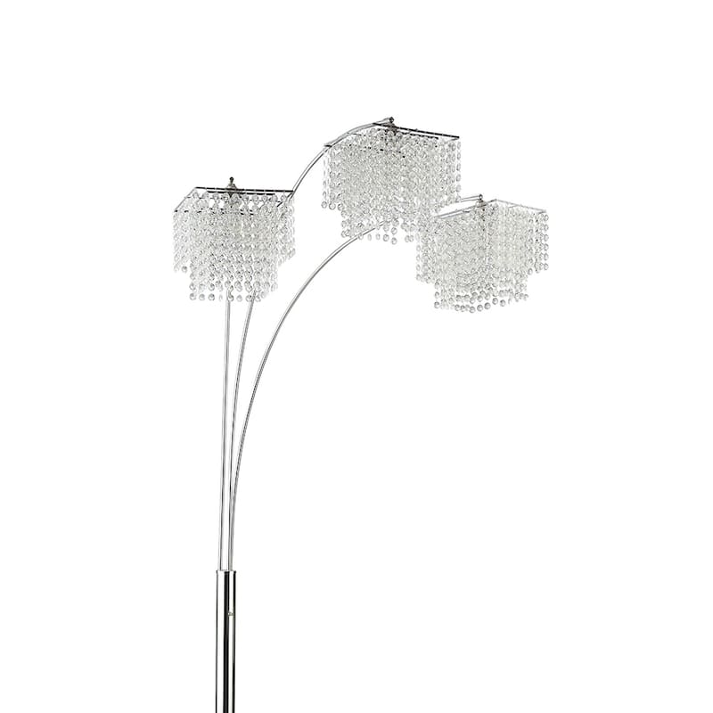 Bali Shores Chrome Hanging Crystal Arc Floor Lamp