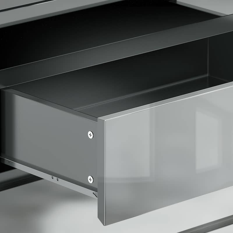 Moasis 8 Drawer Dresser with RGB Light,High Gloss Horizontal Storage Dresser
