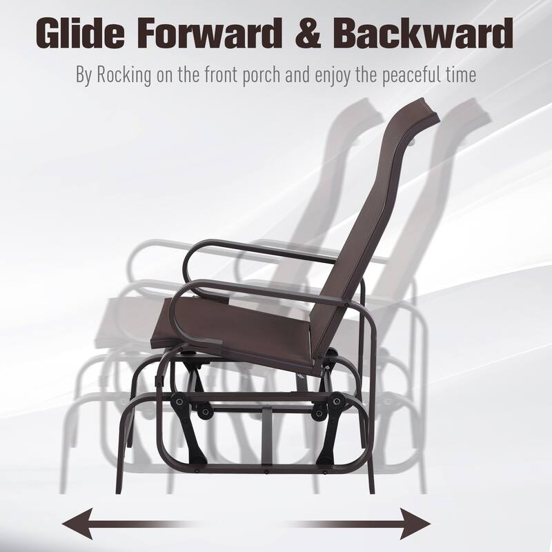 Outsunny Single Glider Brown Mesh Rocking Chair