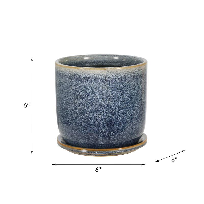 Sagebrook Home Ceramic Planter with Saucer