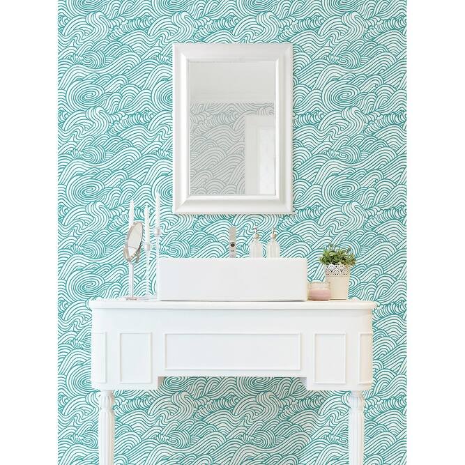 NuWallpaper Teal Saybrook Peel & Stick Wallpaper