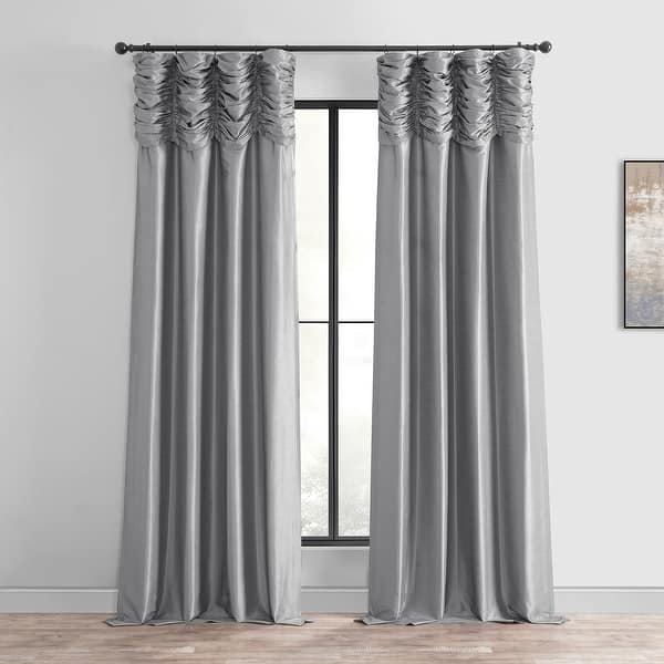 slide 2 of 36, Exclusive Fabric Ruched Textured Faux Dupioni Silk Curtain (1 Panel)