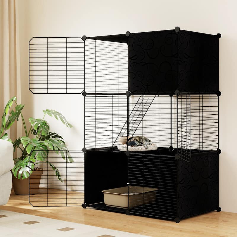 Costway 3-Tier Indoor Metal Wire Kitten Enclosure with 2 Ramps, Pet - See Details