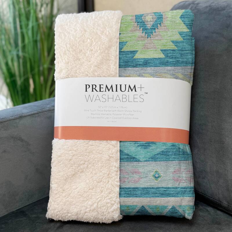 Premium Machine Washable ASB178 Southwest Tribal Sherpa Throw Blanket