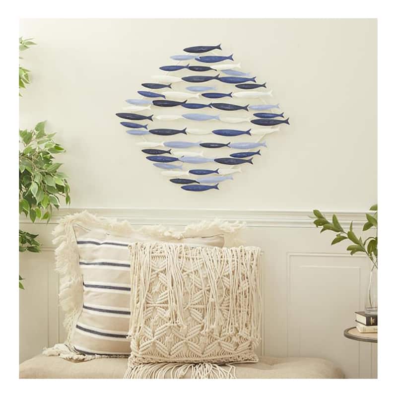 School of Fish Metal Wall Art Coastal OceanInspired Home Decor