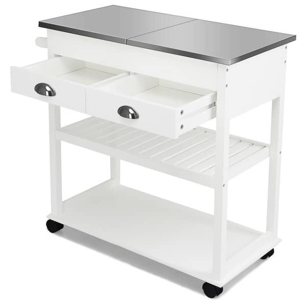 Shop Rolling Kitchen Island Trolley Cart Stainless Steel Flip