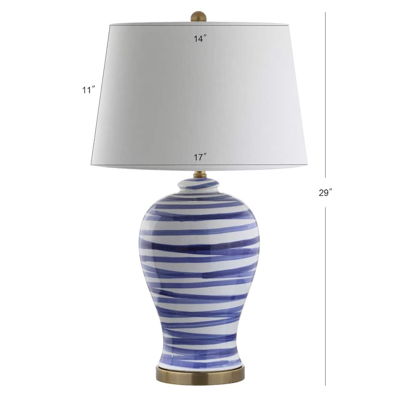 Dip 29" Ceramic LED Table Lamp, Blue/White by JONATHAN Y