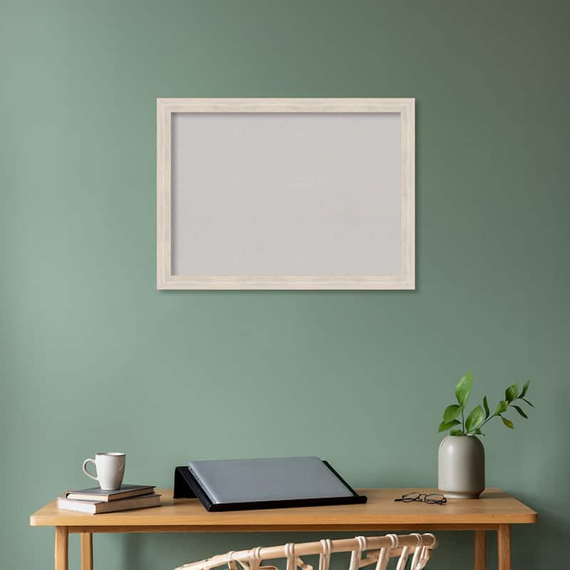 Hardwood White Wash Narrow Wood Framed Grey Corkboard Bulletin Board