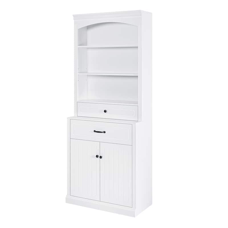 Modern Freestanding Floor Cabinet with Adjustable Shelves, Tall Bathroom Storage Cabinet with Drawers and Doors