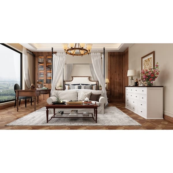 white and brown dresser Dresser 6 Drawer main image 0