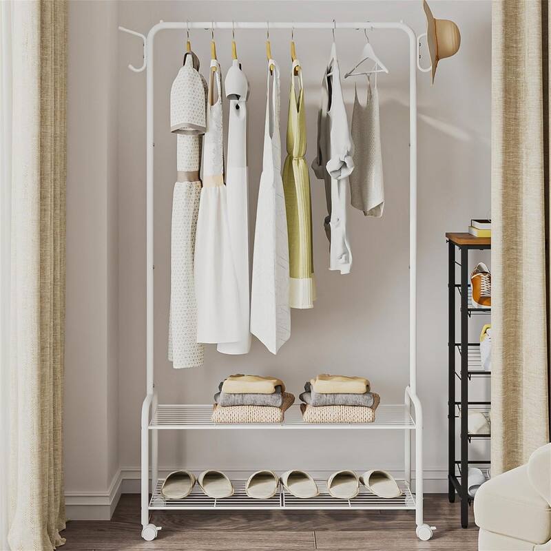 Clothing Rack with 4 Wheels - 33.4"D x 12.5"W x 64.5"H