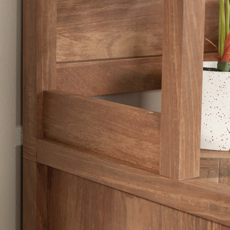 Wood Hutch with Concealed Storage, Brown - 65.95" W x 14.09" D x 42.21" H