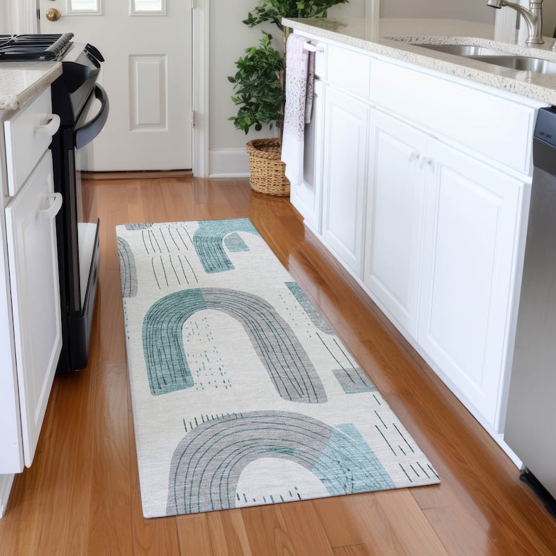 Premium Washable Super Soft Contemporary Mayfield Rug - Teal - 2'3" x 7'6"